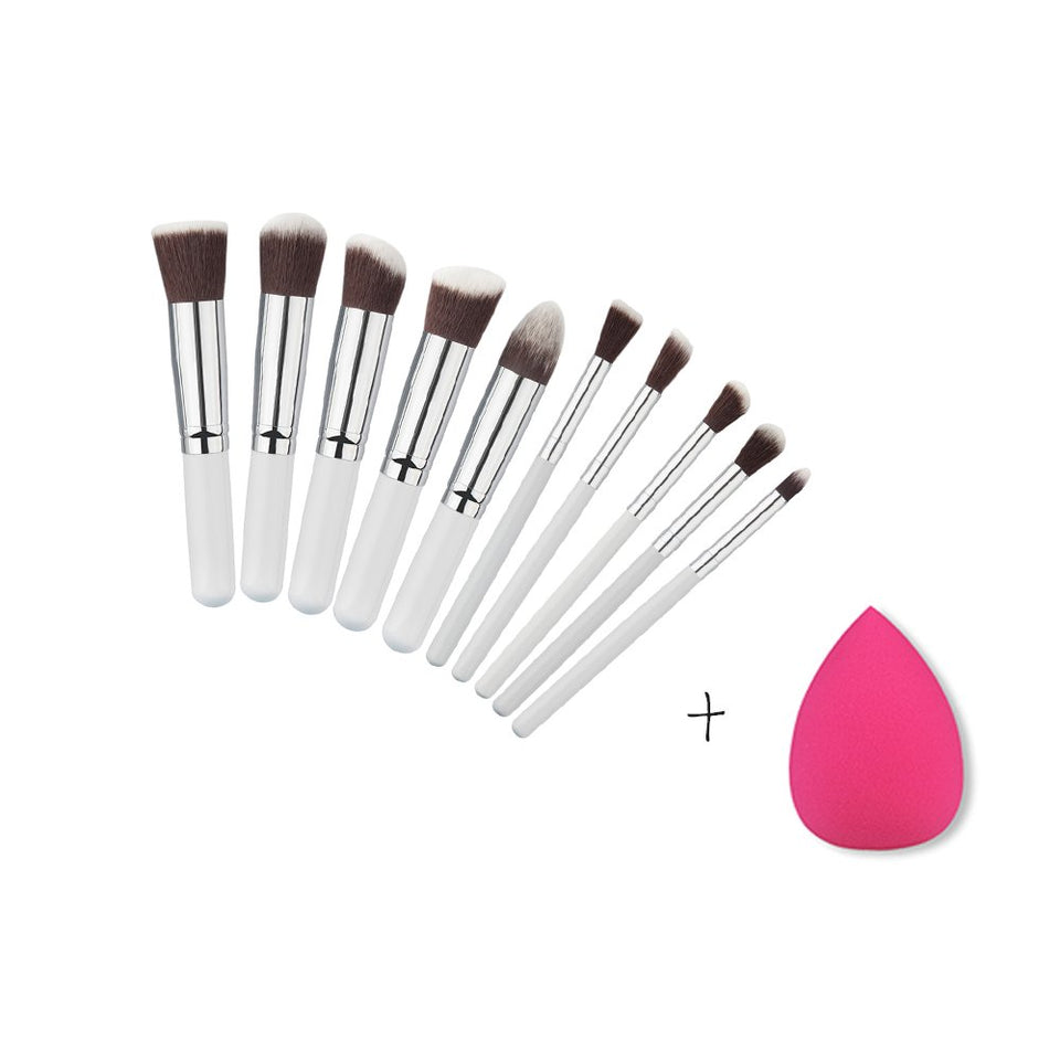MagiDeal Favorable Gama de Colores Mate de Fundación Blusher Sombreador de Ojos Reflejo de Maquillaje + 10 Piezas Cepillos Cara Contorno de Labios Sombra de Ojos + Soplo de Polvo