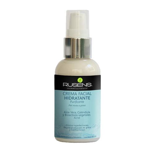 Rusens - Crema Facial Purificante (Antiacné) 100% Natural, Ideal para Piel Grasa con Tendencia a Acné, Consistencia Ligera