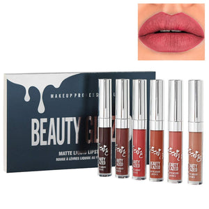 Hennta Mejores Regalos para Las Mujeres! New Sexy 6 Lipstick de Larga duración Impermeable líquido Mate Lipstick Velvet Matte Lipgloss Sets