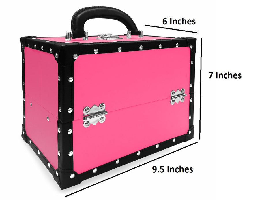 BR Carry All Trunk Train Case with Makeup and Reusable Case Makeup Gift Set (Pink)