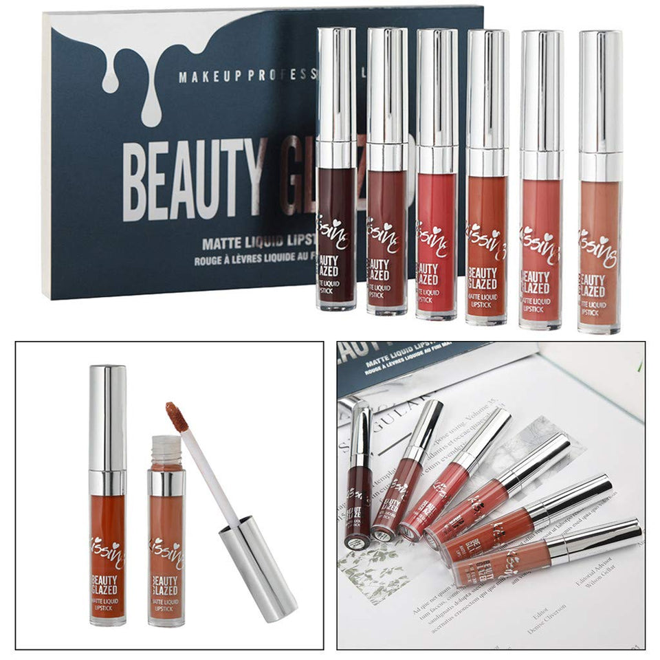 Hennta Mejores Regalos para Las Mujeres! New Sexy 6 Lipstick de Larga duración Impermeable líquido Mate Lipstick Velvet Matte Lipgloss Sets