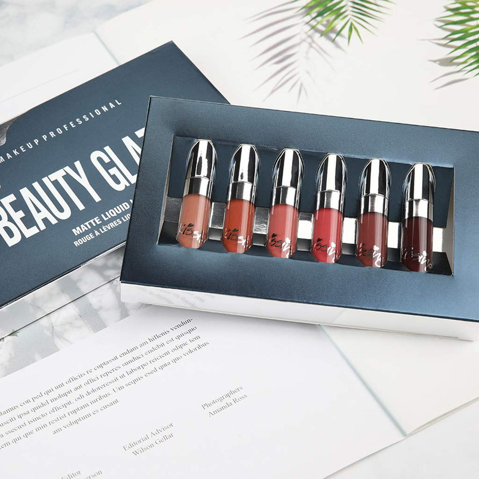 Hennta Mejores Regalos para Las Mujeres! New Sexy 6 Lipstick de Larga duración Impermeable líquido Mate Lipstick Velvet Matte Lipgloss Sets