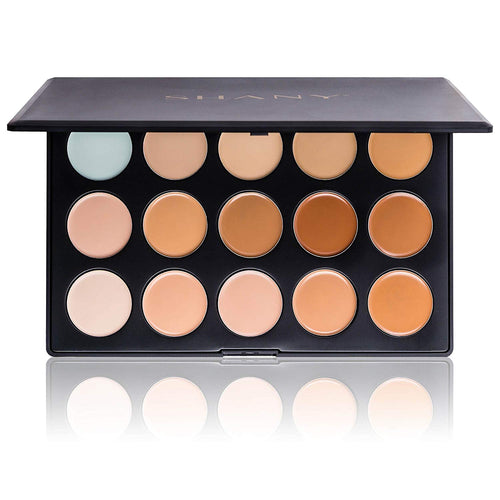 SHANY Cosmetics Crema profesional para base de maquillaje y corrector de camuflaje, paleta de 15 colores, 13 onzas