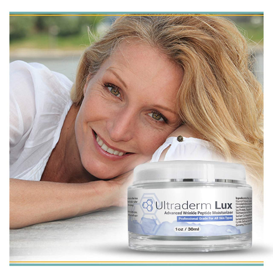 Advanced Wrinkle Peptide Moisturizer de Ultraderm Lux, Crema antiedad para reducir las arrugas y líneas de expresión de tu rostro. 30ml