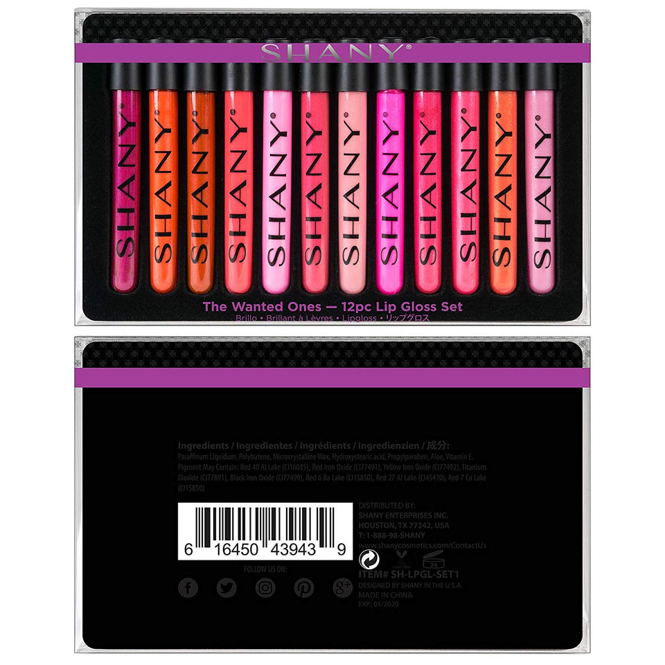Shany The Wanted Ones - Juego de 12 brillos de labios con aloe vera y vitamina E